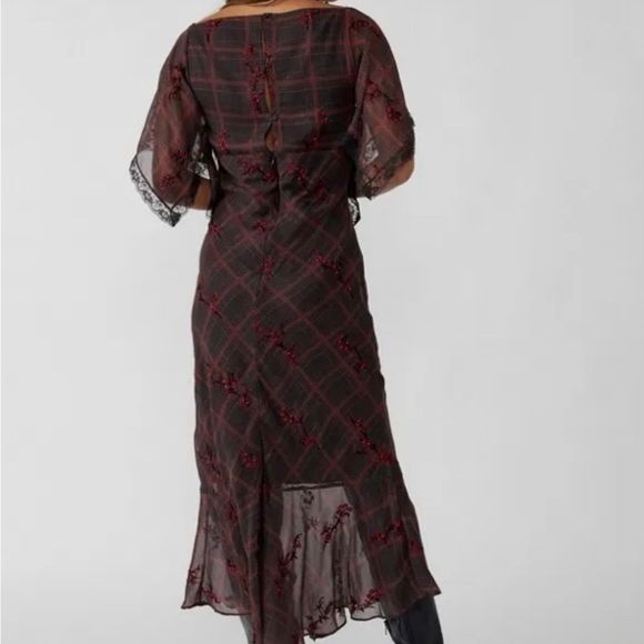 NWT Free People Fallen Flowers Midi Dress Embroidered Beaded size 8 - Picture 6 of 15